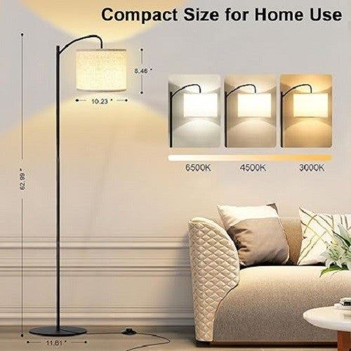 LED Floor Lamp Dimmable Reading Light 3 Color Temperatures Remote Control