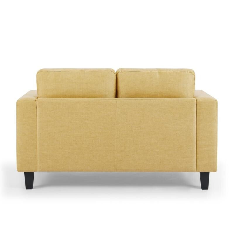 2 Seater Mustard Linen Sofa Couch Foam Cushions Small Living Room