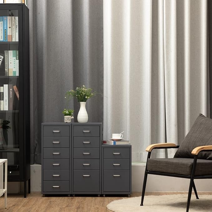 6 Drawer Metal File Cabinet Wheels, Tall Lockable Office Storage Unit