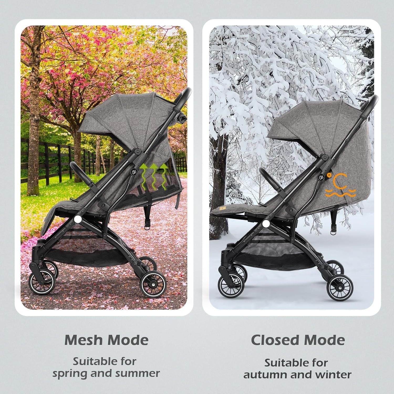 Lightweight Baby Stroller One-Hand Fold Compact Travel Buggy 0–15kg