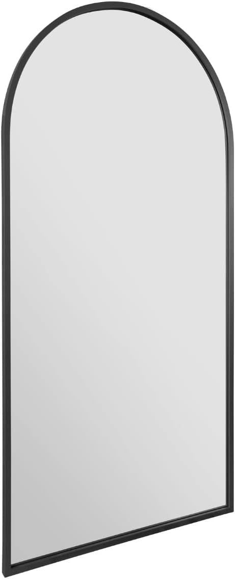 Large Black Metal Arched Wall Mirror 180x90cm Leaner & Hanging
