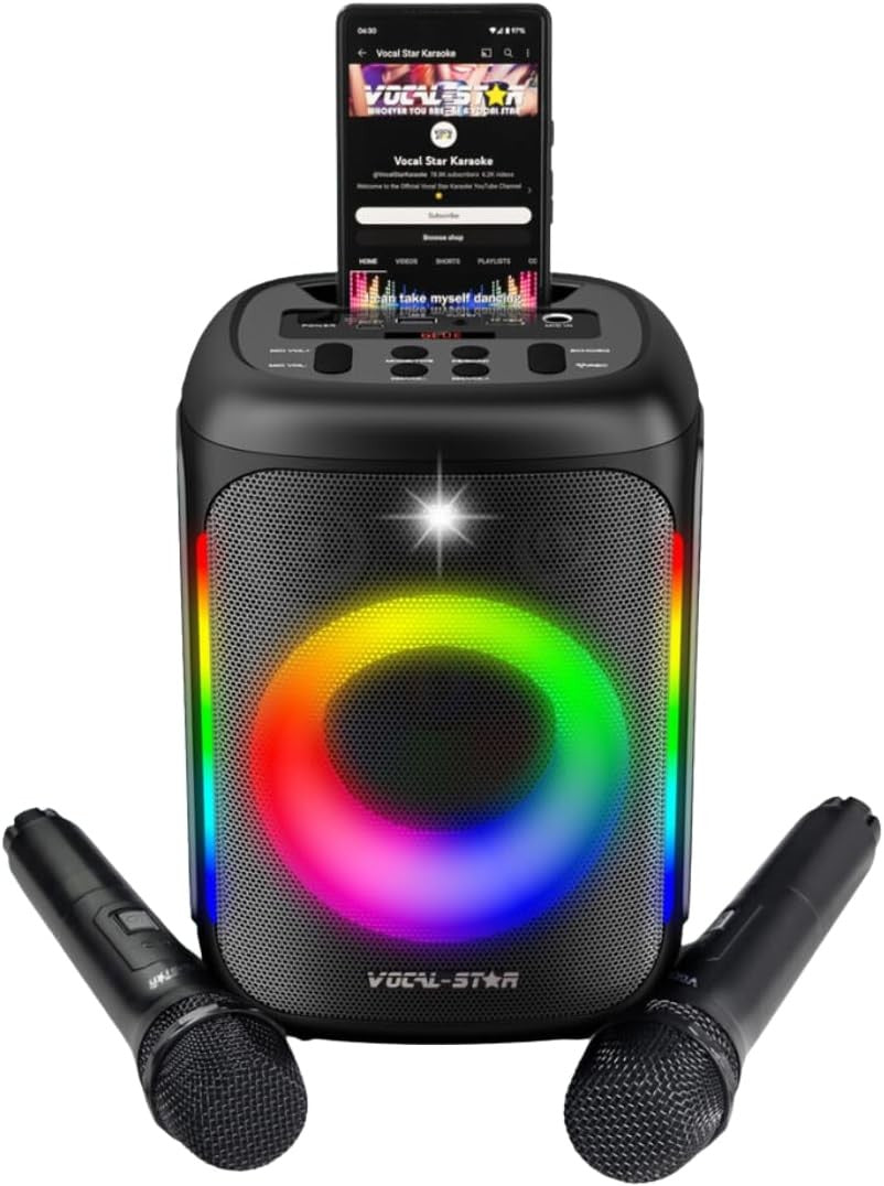 80W Karaoke Machine with 2 Wireless Mics Bluetooth Speaker