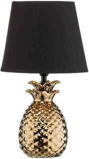 Gold Ceramic Pineapple Table Lamp Black Fabric Shade 35cm E14