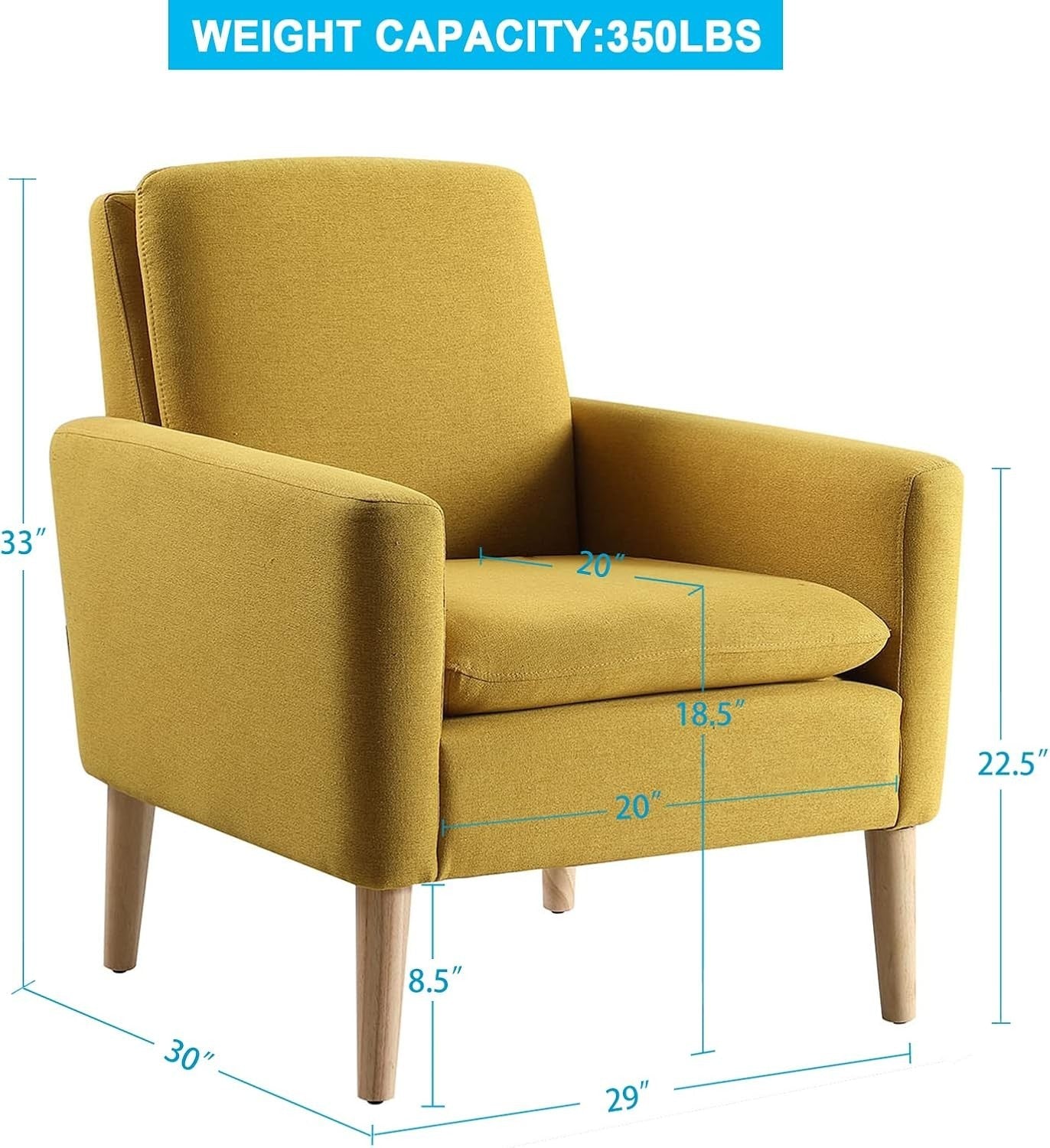 Comfy Linen Armchair for Living Room Bedroom Lounge Mustard Yellow