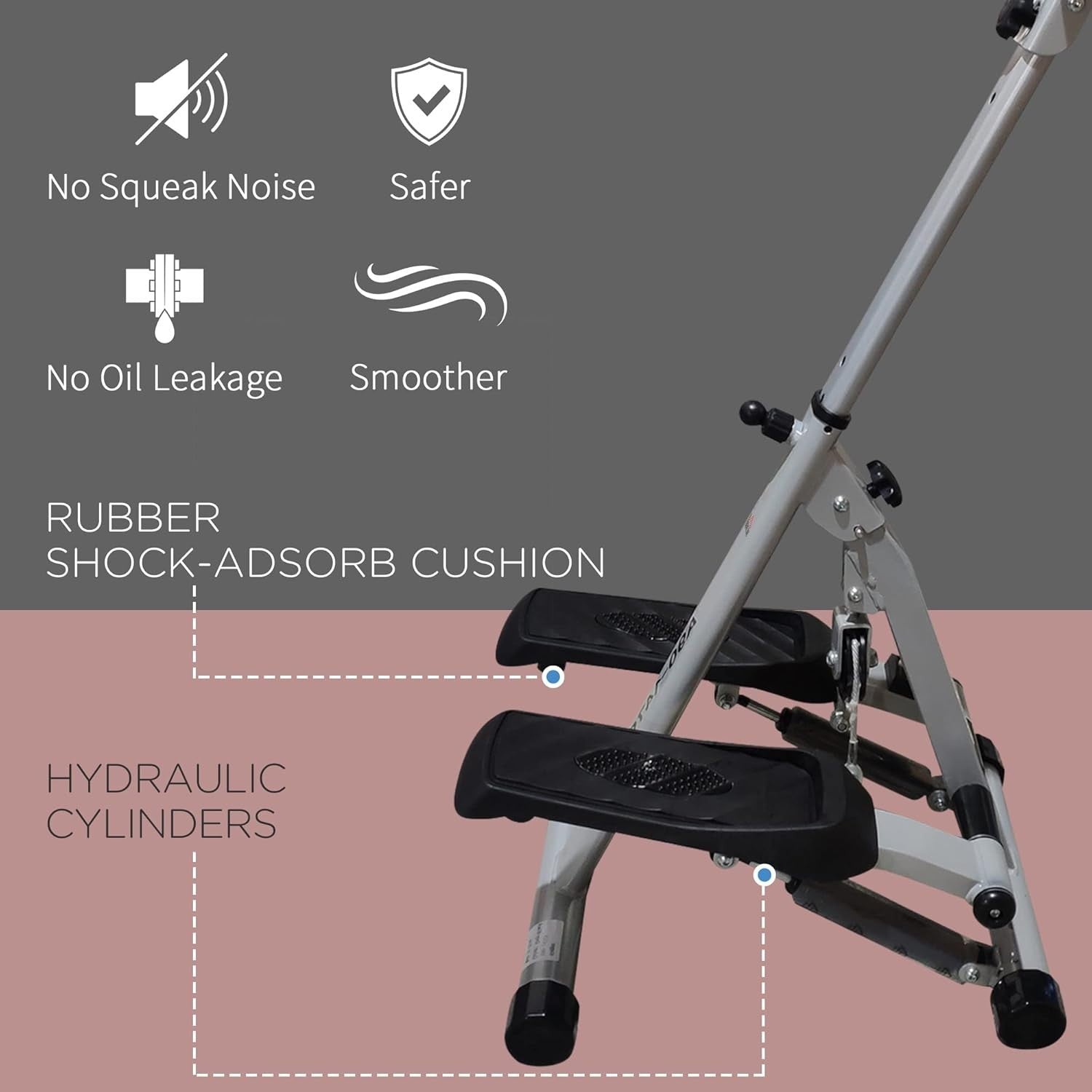 Stepper Machine w/ Handle & LCD Monitor for Home Fitness Aerobic Exercise Grey
