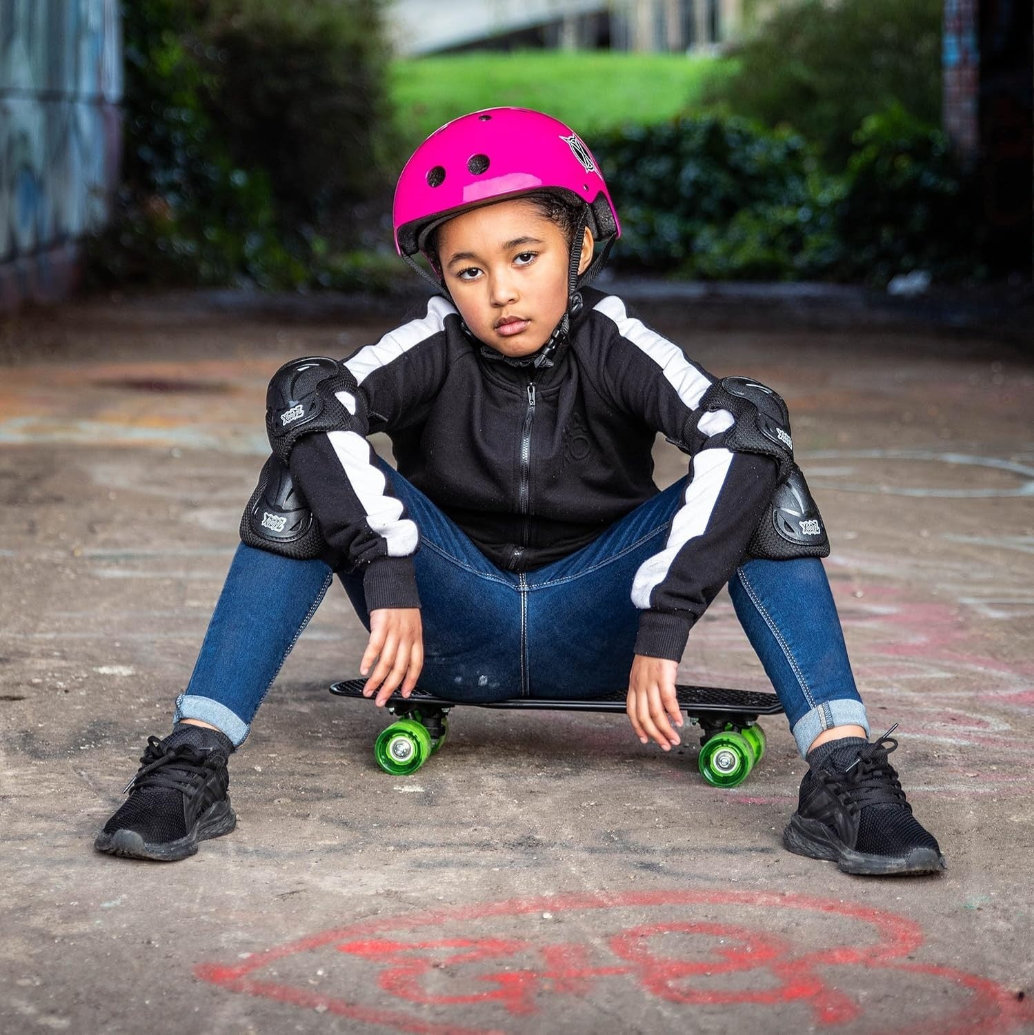 22in Retro Plastic Skateboard LED Wheels Kids Beginner Cruiser Board