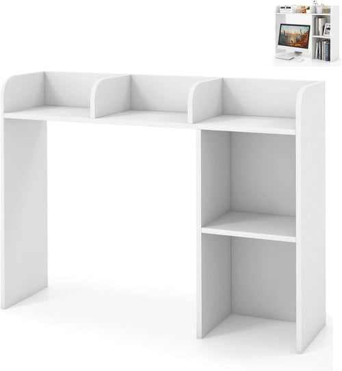 White 4-Tier Desktop Bookshelf 94cm Desk Hutch Organiser with Open Compartment