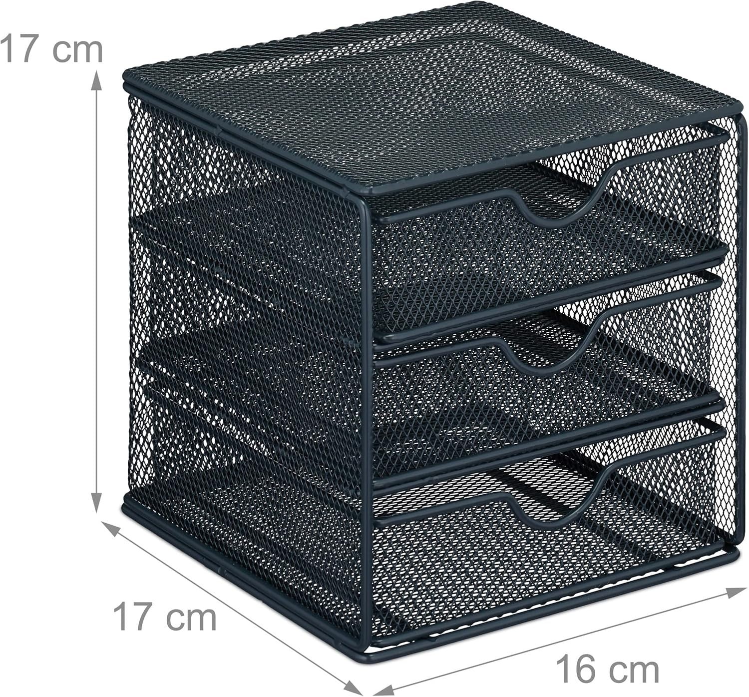Desk Organiser with 3 Drawers, Metal Mesh, Compact Storage Grey