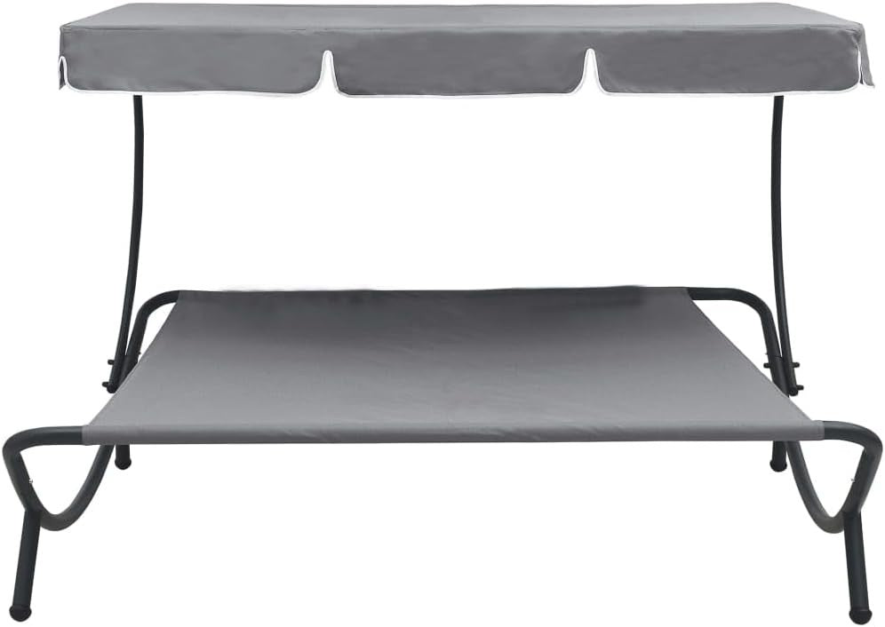 Outdoor Double Sun Lounger with Canopy – Weatherproof Daybed 200x145cm