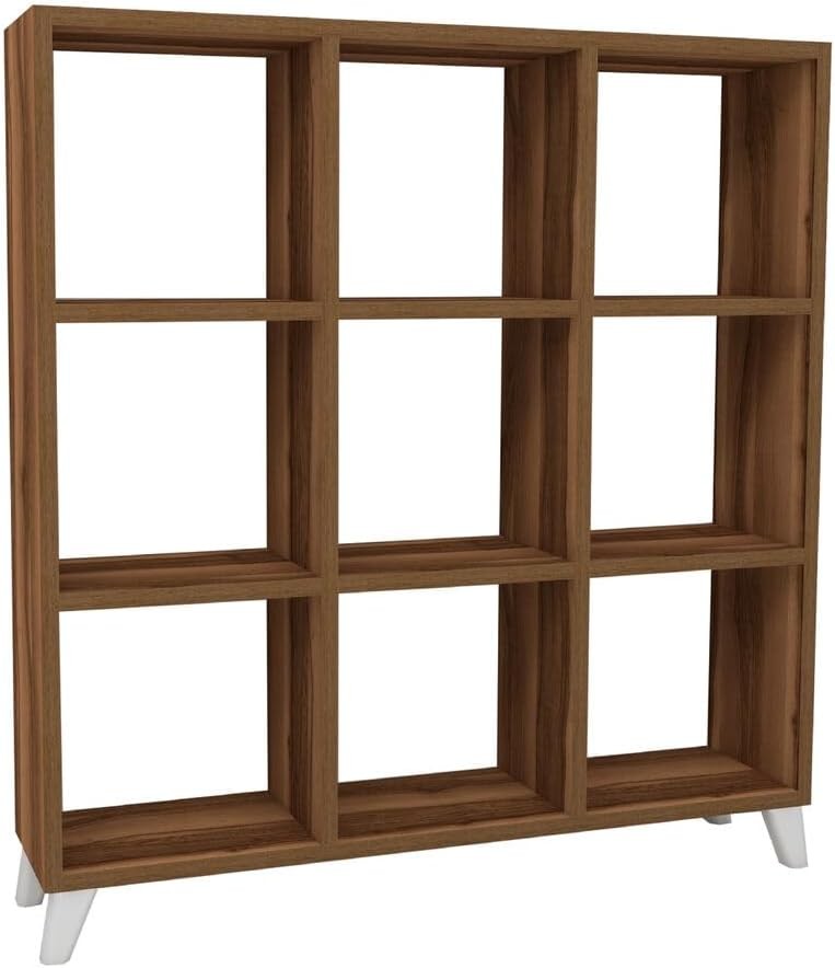 Modern 9-Cube Wood Bookcase with Legs – Display Storage Unit for Living Rooms