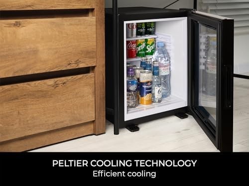35L Black Corby Eton Mini Fridge Glass Door Tabletop Cooler LED
