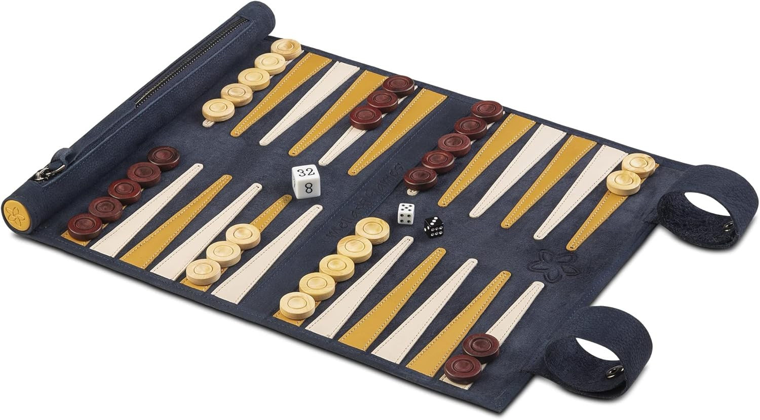 Luxury Travel Backgammon Set Genuine Leather Roll Up Portable Strategy Game
