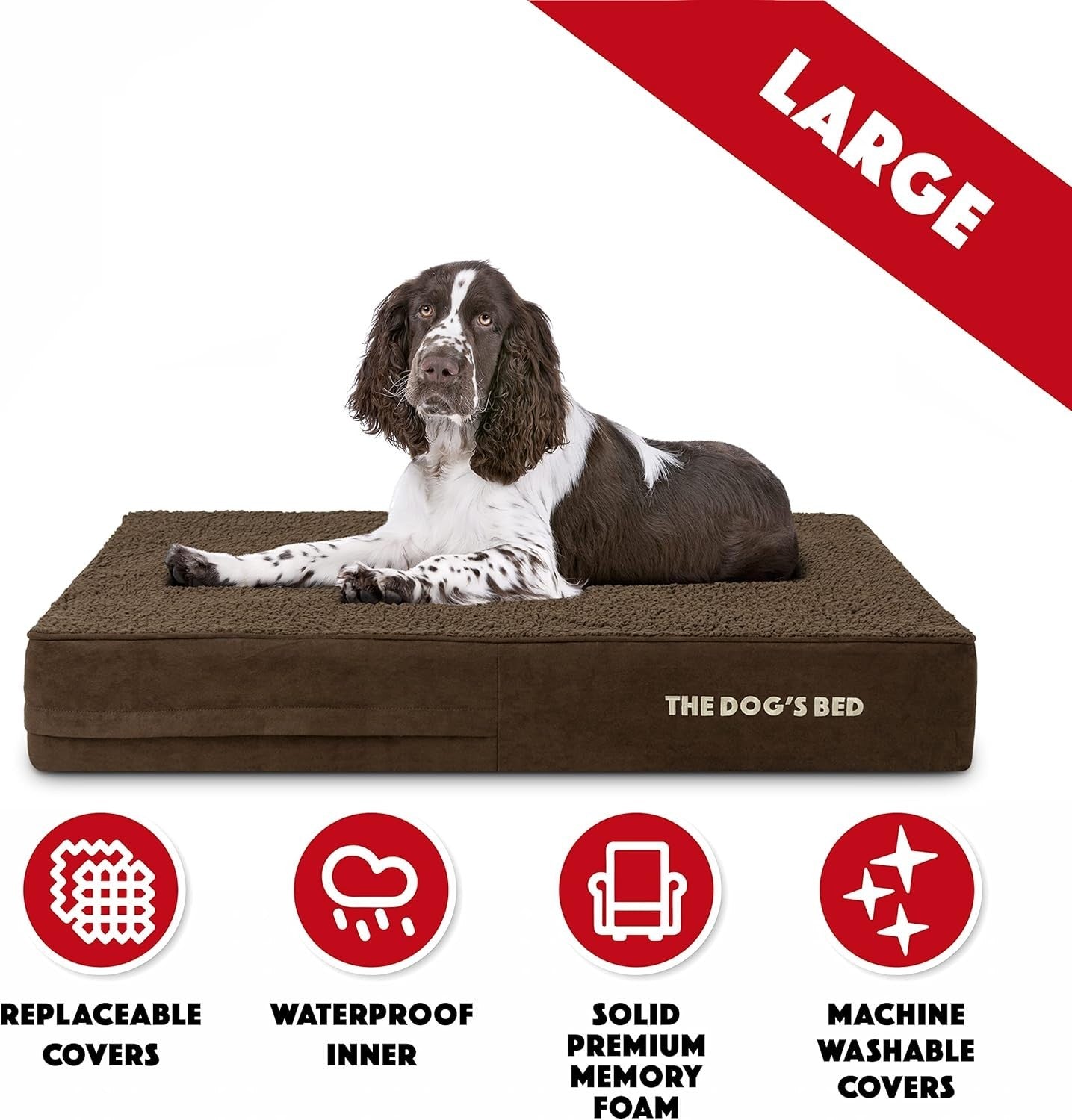 Large Orthopedic Memory Foam Dog Bed 101x64x15cm Brown