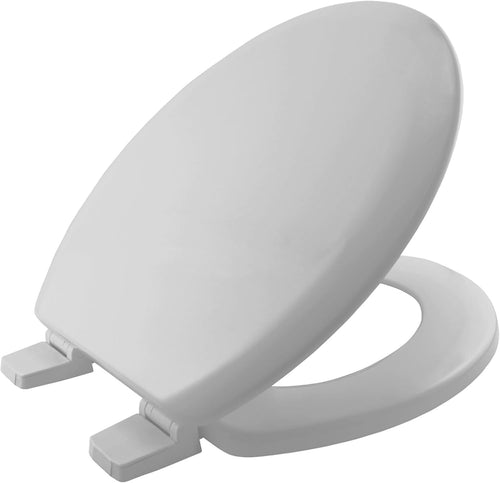 Chicago Whisper Grey Wooden Toilet Seat Oval Easy Clean Adjustable Hinges