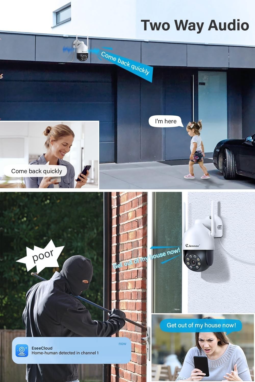 5MP WiFi Security Camera Add On PTZ Auto Tracking 24/7 Recording
