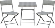 3 Piece Folding Rattan Bistro Set Patio Table Chairs Balcony Garden
