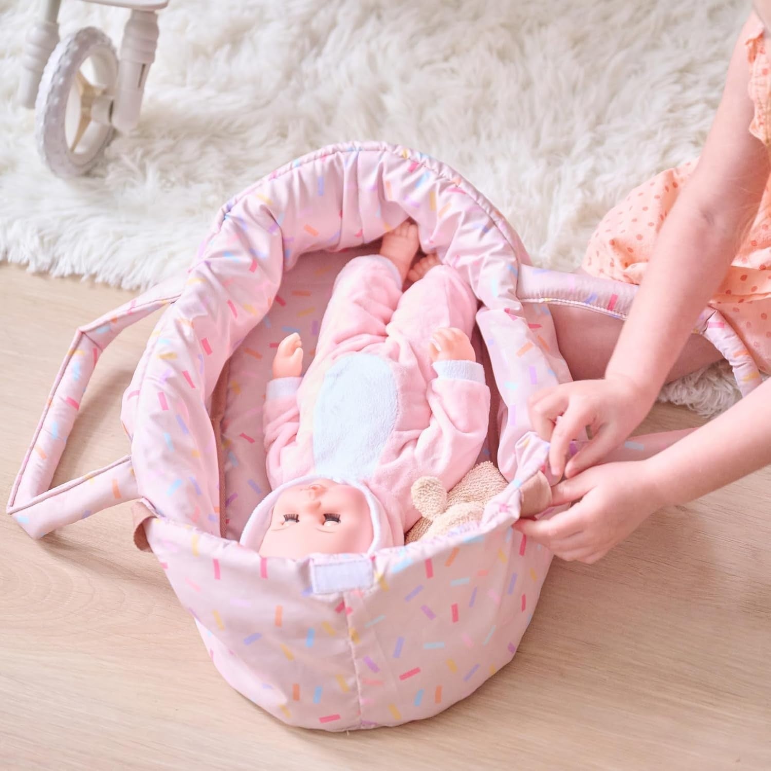 Pink Doll Pram 2-in-1 Stroller with Carry Bassinet Canopy Bag