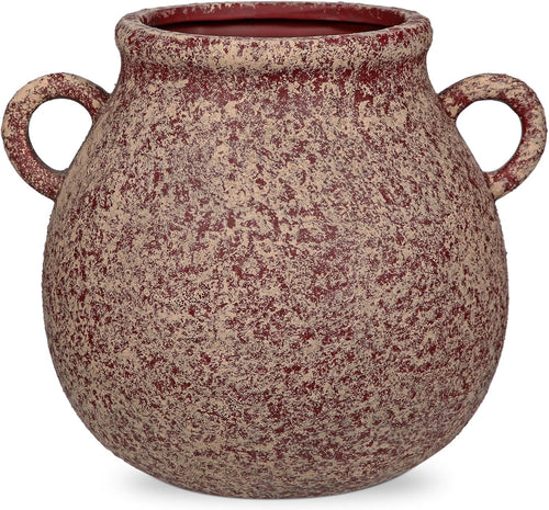 Rustic Ceramic Vase with Handles Farmhouse Urn Table Centrepiece Decor