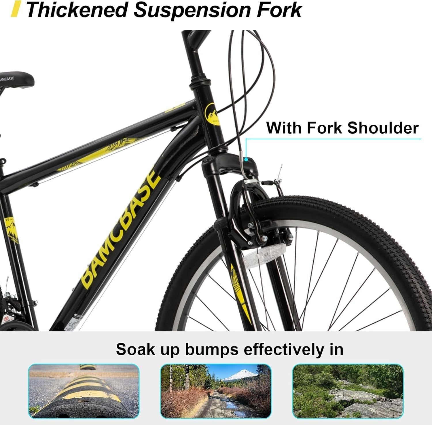 26" Mens Womens Mountain Bike 21 Speed V Brake Steel Frame MTB Adult