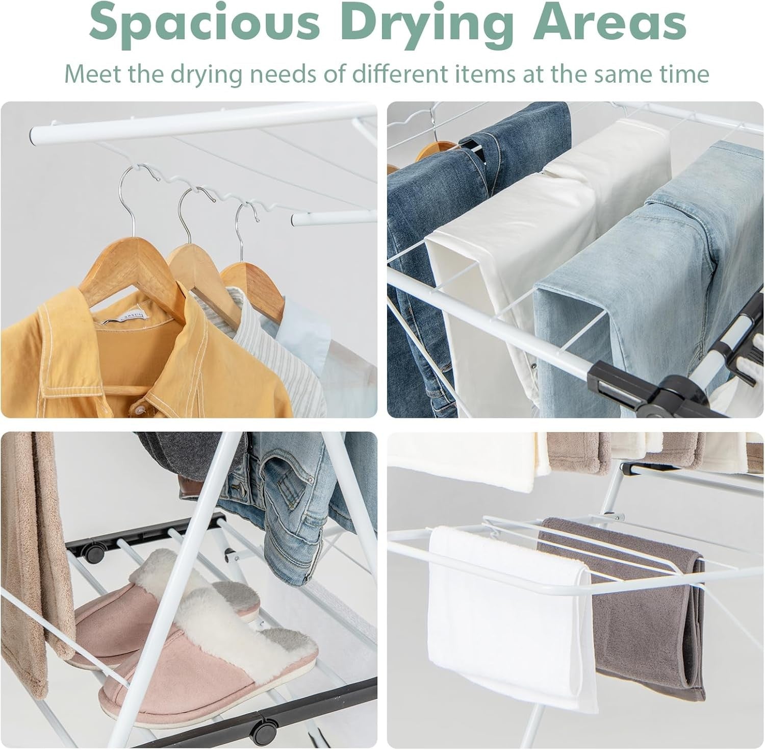 Foldable Clothes Drying Rack 2 Tier Freestanding Airer 33 Rails Adjustable