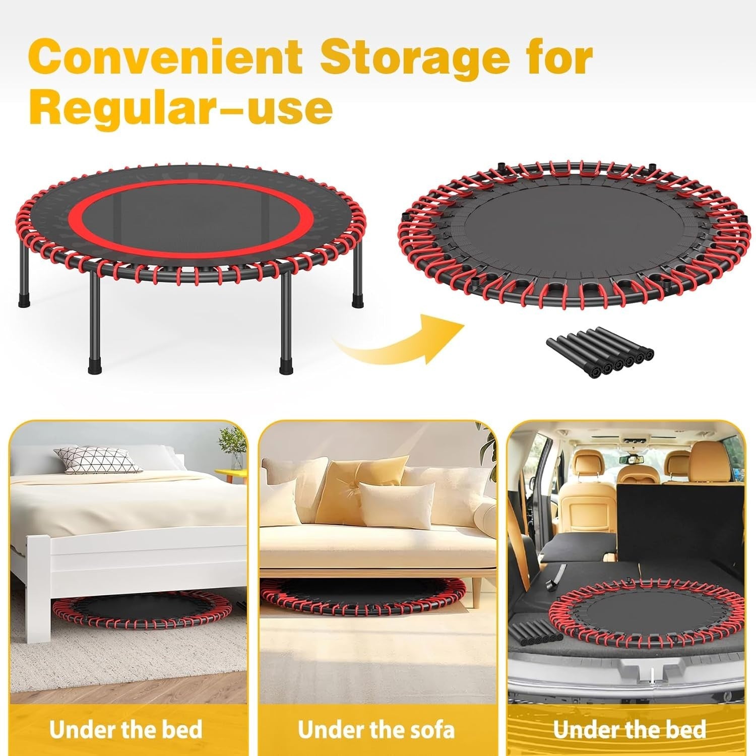40” Fitness Rebounder Trampoline Quiet Bungee Indoor Outdoor Exercise
