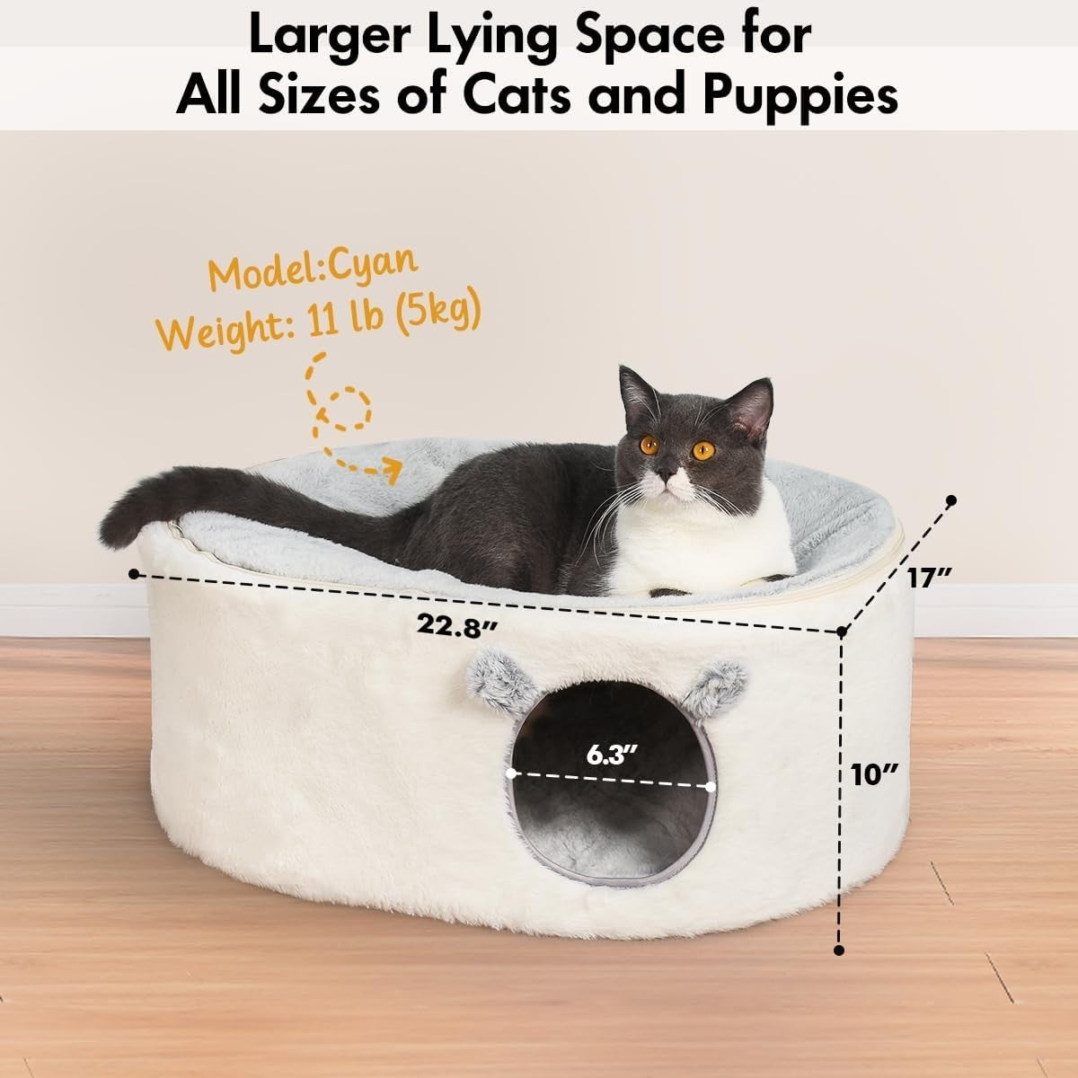 2 Tier Cat Cave Bed Metal Frame Enclosed House w Removable Cover