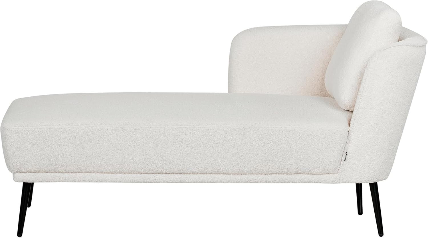 Retro Boucle Chaise Lounge Sofa Right Armrest Off-White Metal Legs