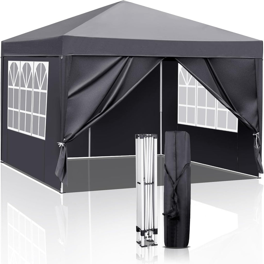 3x3M Grey Pop Up Gazebo with Sides Waterproof Outdoor Garden Party Tent Canopy