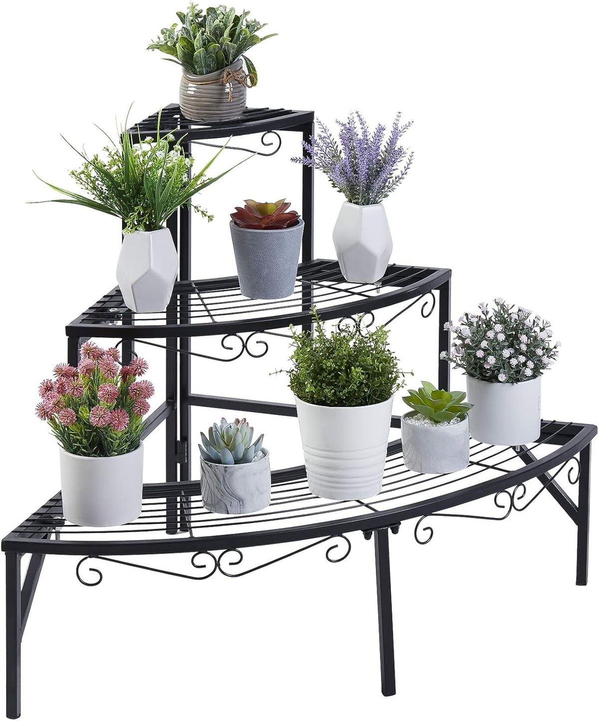3 Tier Metal Corner Plant Stand Indoor Outdoor Garden Ladder Flower Shelf Rack