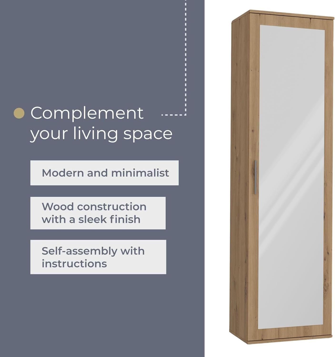 Modern Entryway Hall Wardrobe with Drawers & Hooks | Shoe Storage, 35x50x180cm