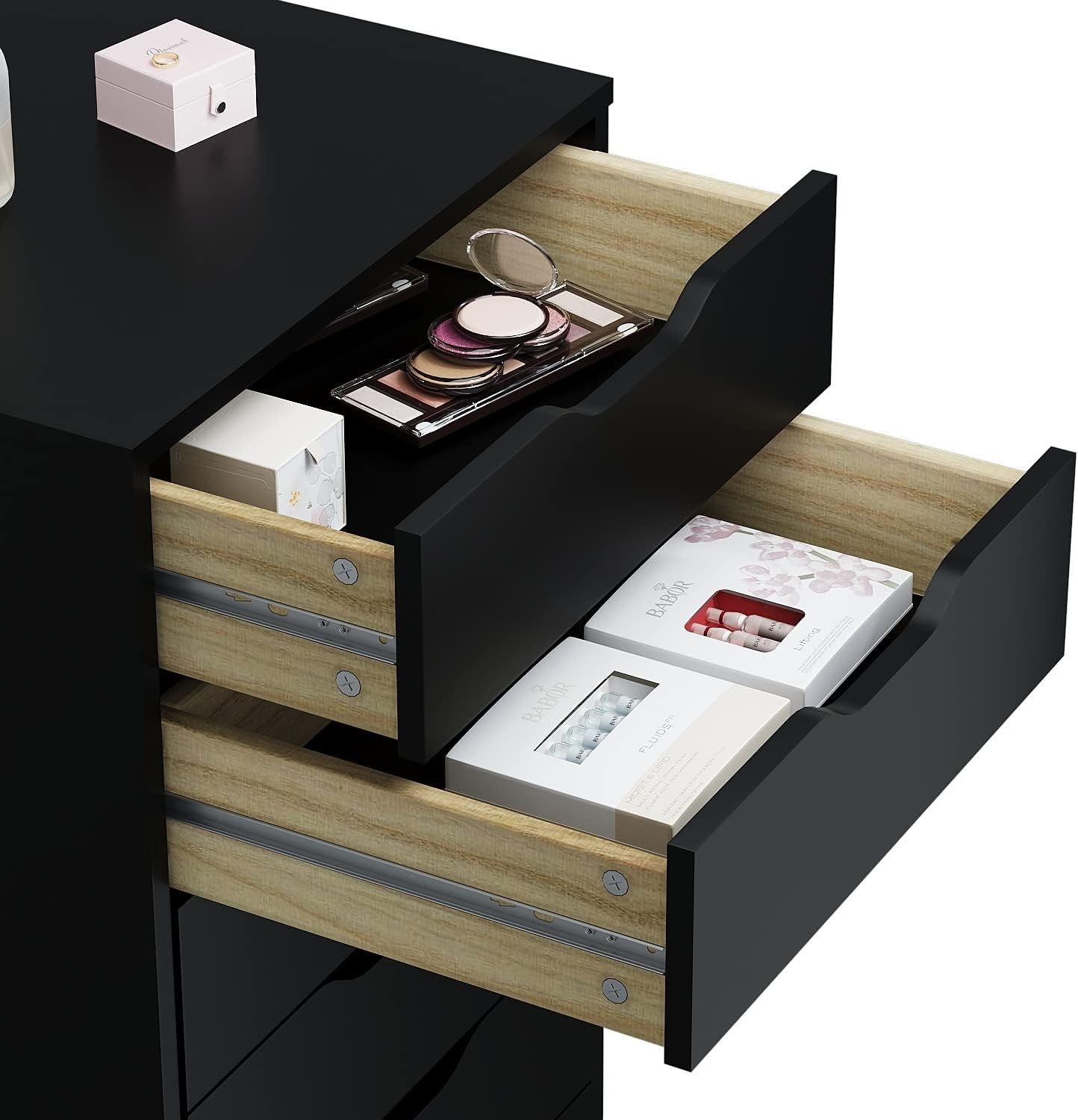 7 Drawer Mobile Filing Cabinet with Wheels Office Storage Chest Black