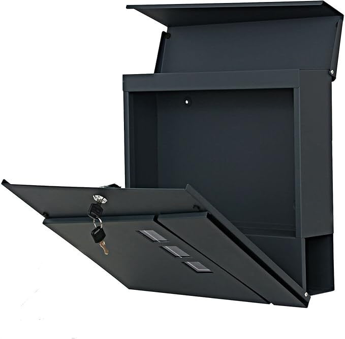 Lockable Wall Mounted Post Box with Flap | Secure Steel Mailbox | Easy Install