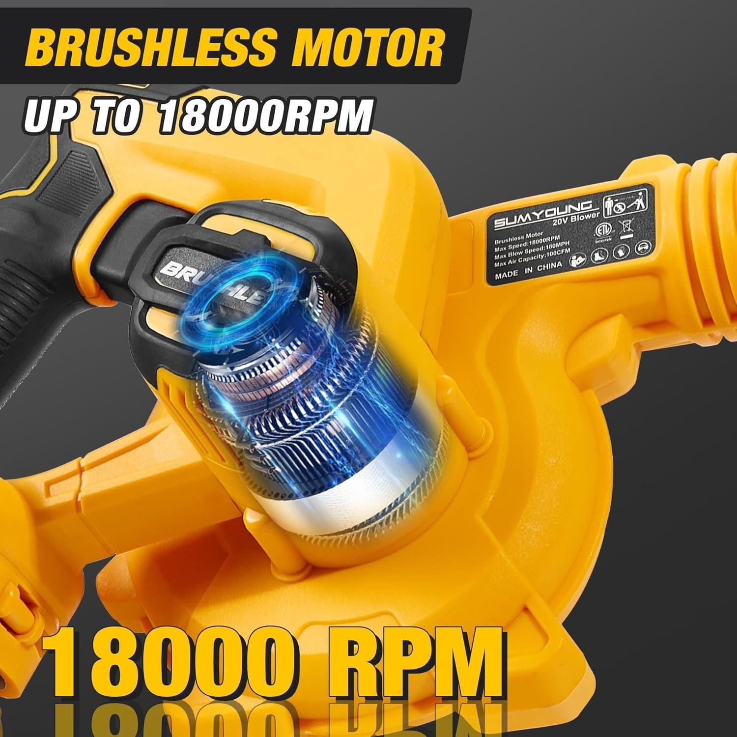 20V Cordless Leaf Blower Vacuum 2-in-1 Brushless 180MPH Variable Speed