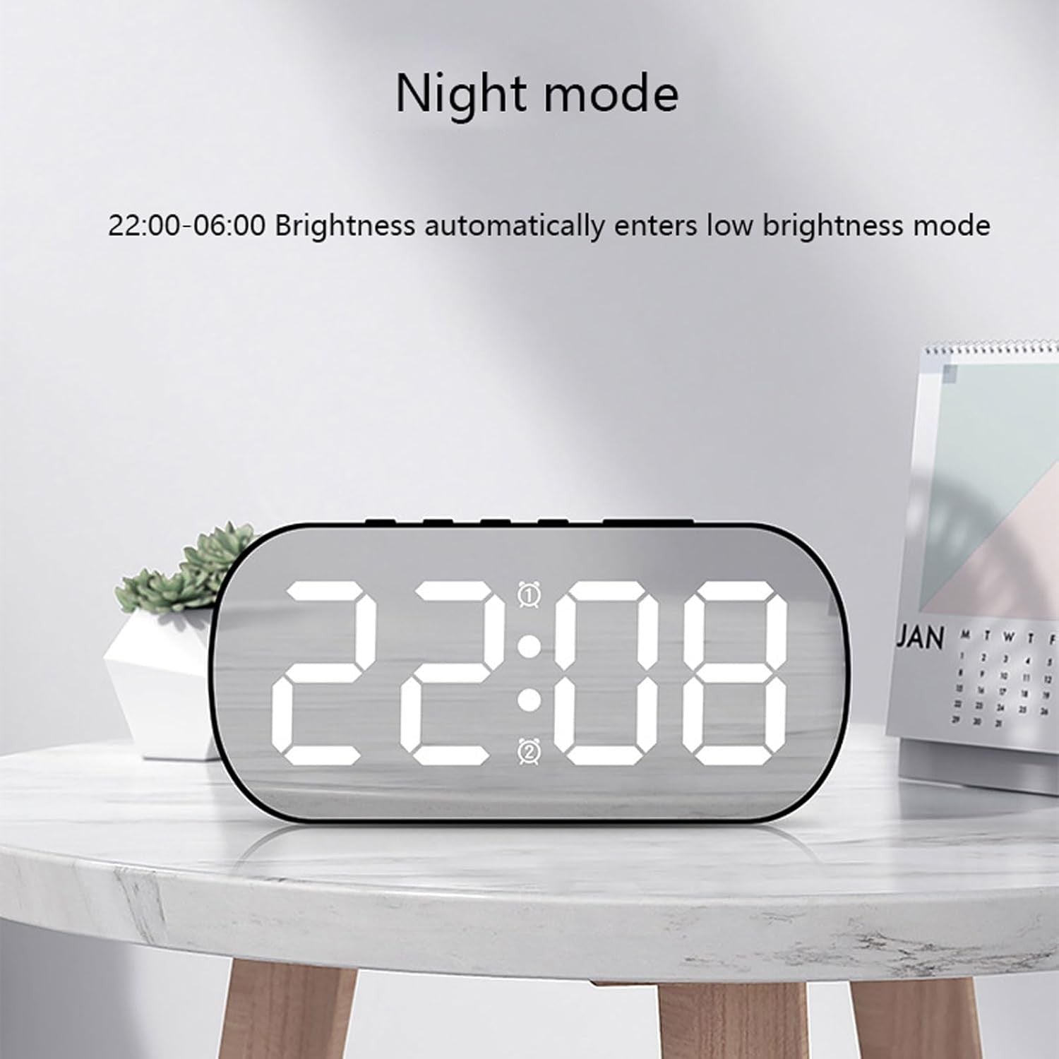 Large Digital Alarm Clock Snooze Date Temperature Display for Heavy Sleepers