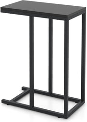 C-Shaped Side Table Black | Industrial Sofa Snack Laptop Table for Small Spaces