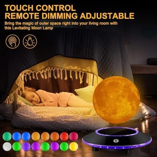 3D Printing Levitating Moon Lamp 16-Color Floating LED Touch-Control Night Light