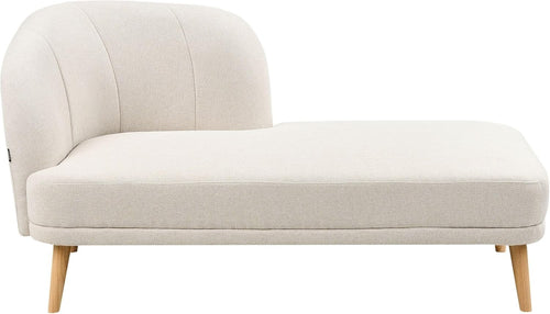 Traditional Left Hand Chaise Lounge Beige Fabric Sofa Seat for Living Room