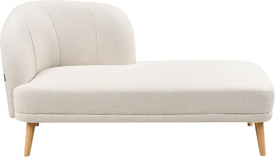 Traditional Left Hand Chaise Lounge Beige Fabric Sofa Seat for Living Room