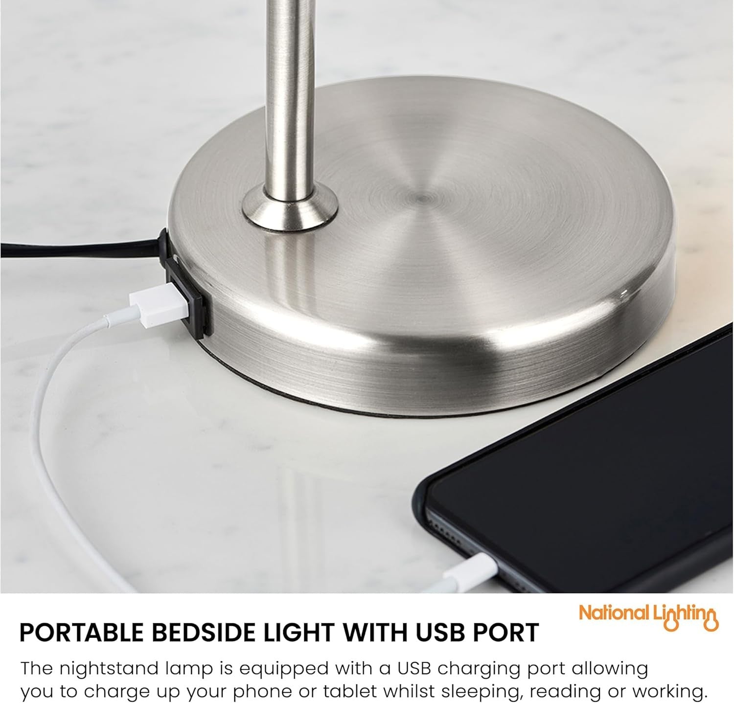 Desk Lamp with USB Charging Port Gooseneck LED Reading Light Bedside