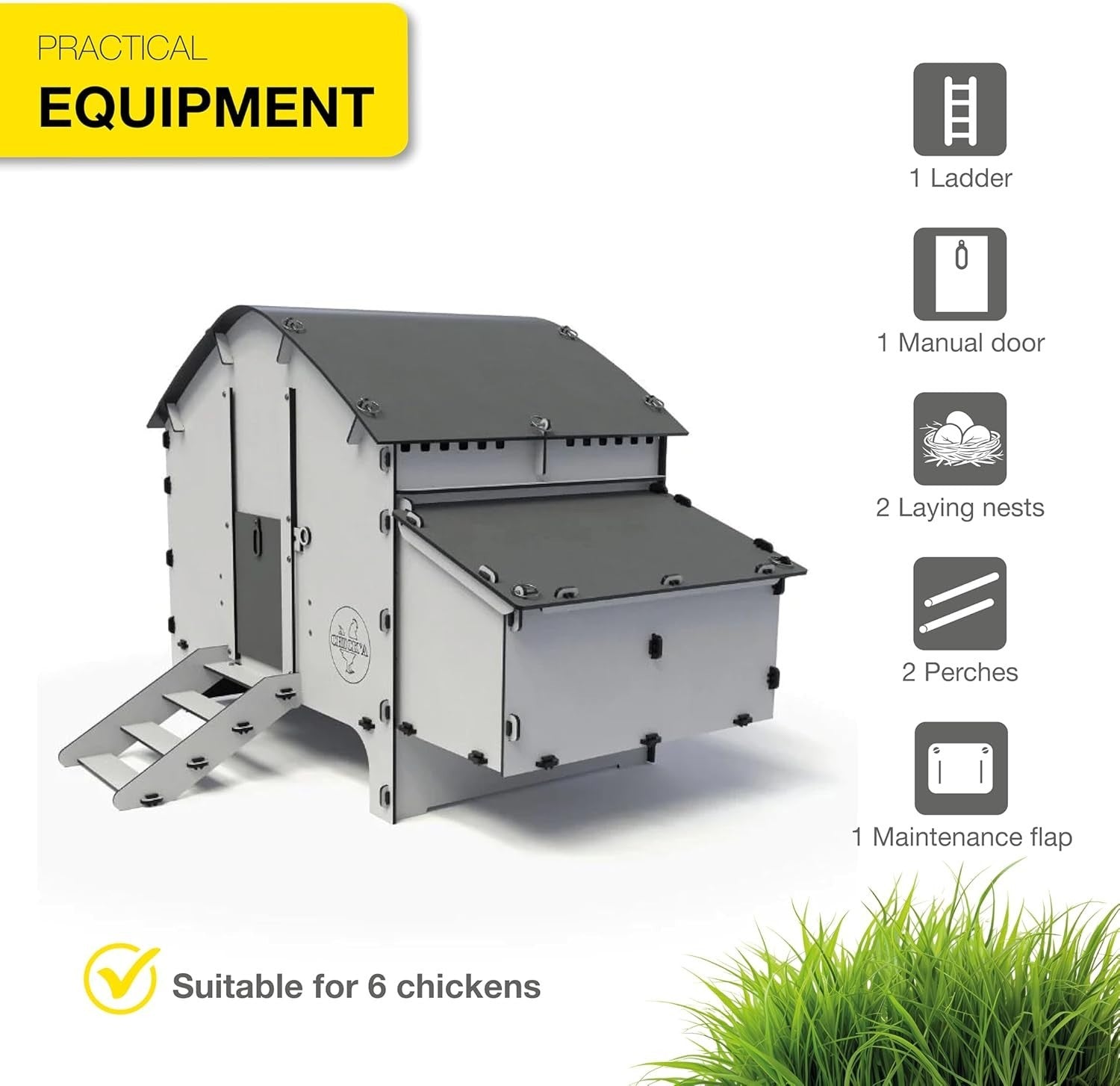 Medium Plastic Chicken Coop House Waterproof 6 Hens