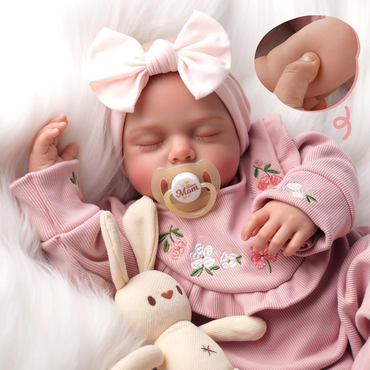 20” Reborn Baby Doll Sleeping Girl Soft Body Pink Outfit
