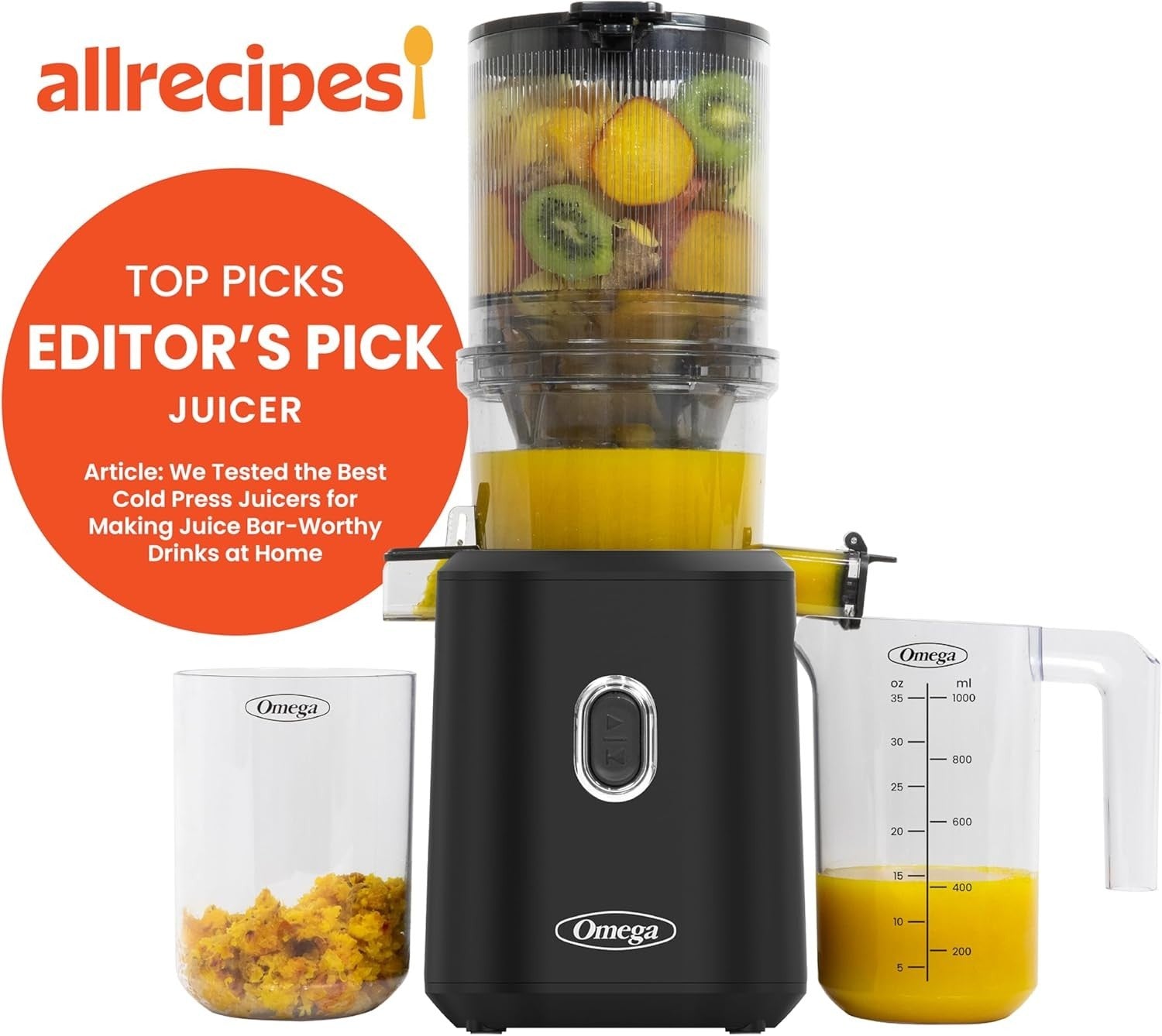 Cold Press Juicer Large Hopper Batch Juicing Quiet Motor Easy Clean