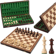 38cm Tournament Chess Set – Inlaid Folding Board & Weighted Wooden Pieces