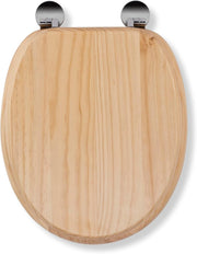 Blonded Pine Wooden Toilet Seat Flexi-Fix Adjustable Hinges Antibacterial