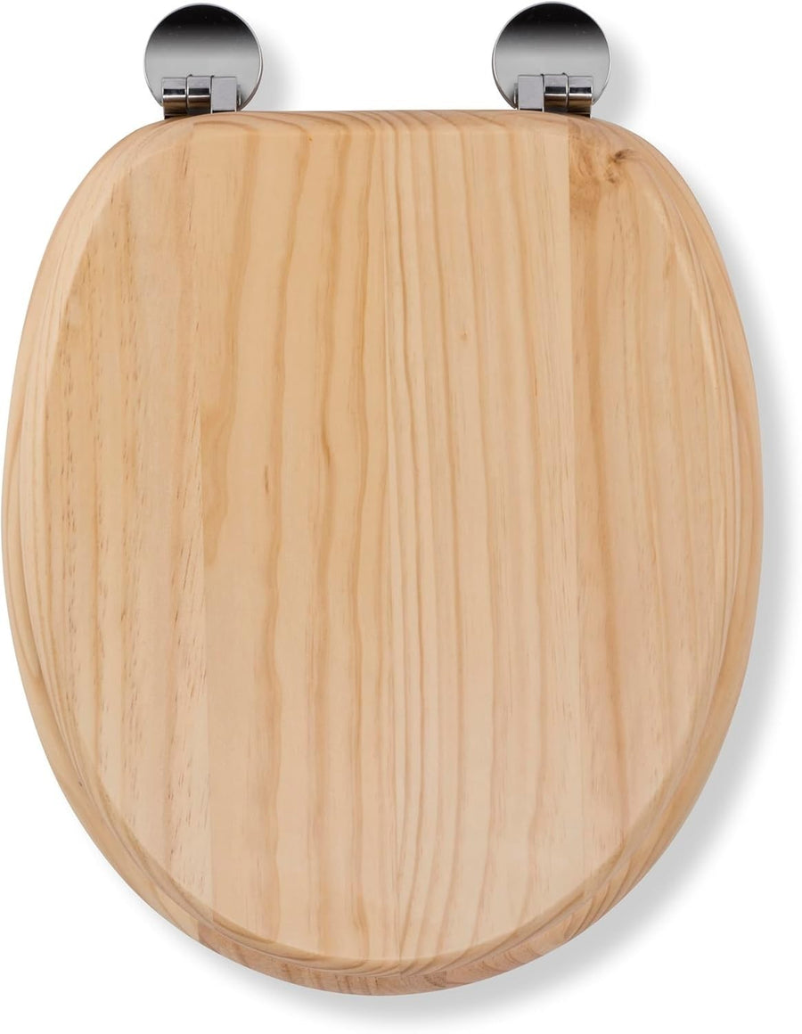 Blonded Pine Wooden Toilet Seat Flexi-Fix Adjustable Hinges Antibacterial