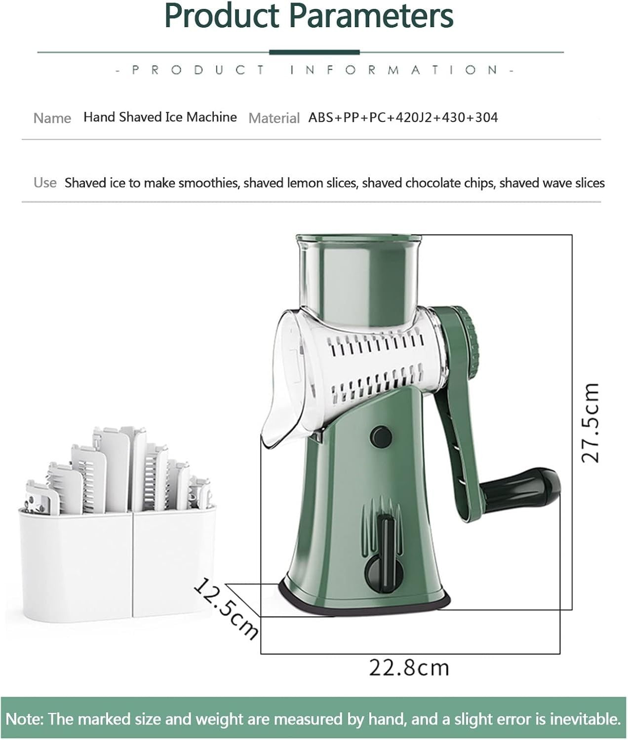 Portable Manual Ice Crusher Snow Cone Slushie Maker Hand Crank