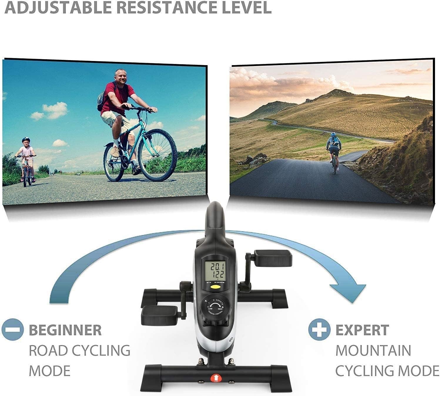Magnetic Mini Pedal Exerciser 8 Resistance Levels LCD Arm Leg