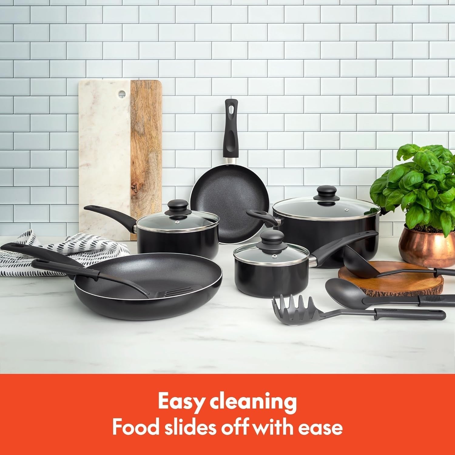 12pcs Non Stick Cookware Set with Utensils – Scratch Resistant Pots & Pans