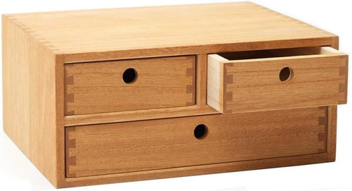 Natural Wood Desktop Organizer 3 Drawer Filing Box 35cm Office Storage