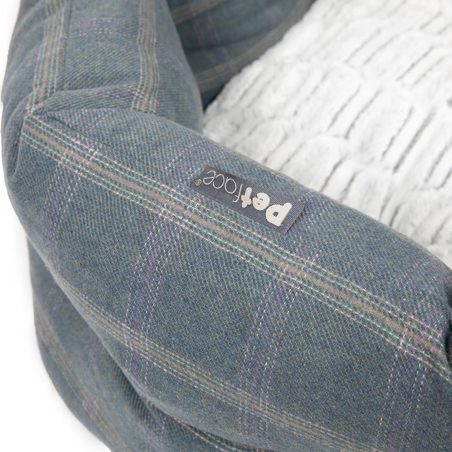 Small Tweed Oval Dog Bed Reversible Cushion Washable